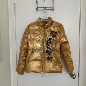 Ed Hardy down coat warm gold fashion
